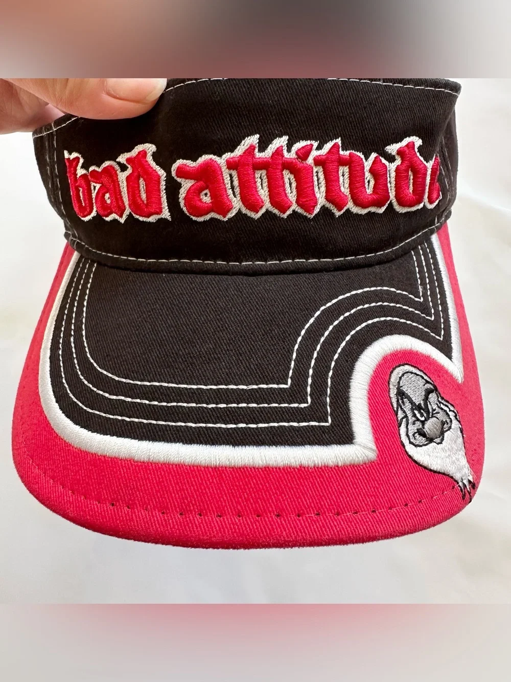 Disney Grumpy ‘bad attitude’ black and red visor hat